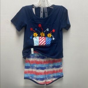 Patriotic Kids Shorts Set - Blue and Red